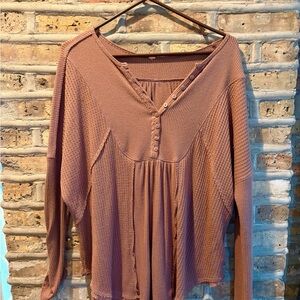 Free People Mauve Slouchy Henley Top